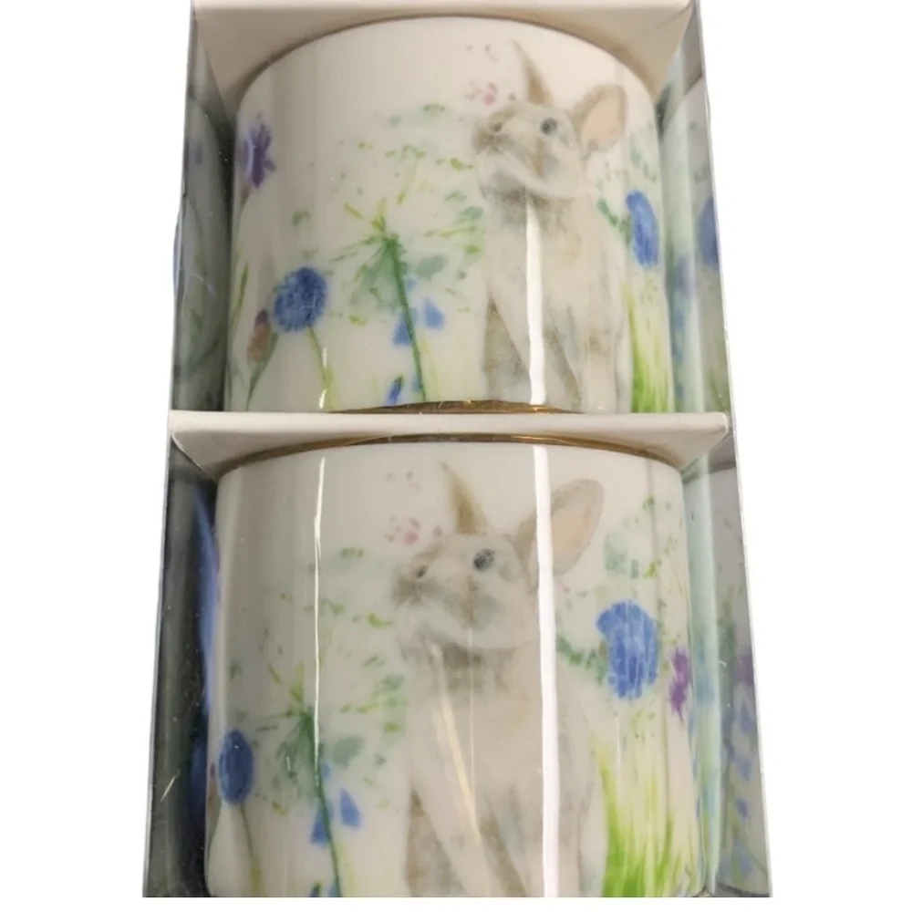 William Sonoma Floral Meadow Napkin Rings Set of 6 Easter Regency Whimsical NEW